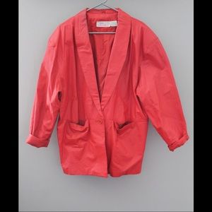 Vintage Red Leather Blazer